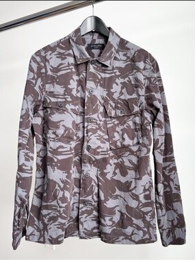 All Saints Ordnance Grey Camo Zip Utility Shacket LS Shirt (L) Military